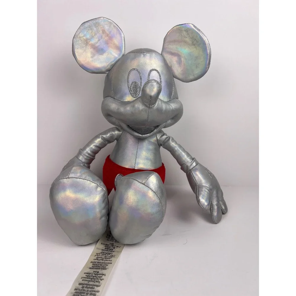 Disney 100th Anniversary Mickey Mouse‎ Plush Toy Silver Red Shorts Holographic